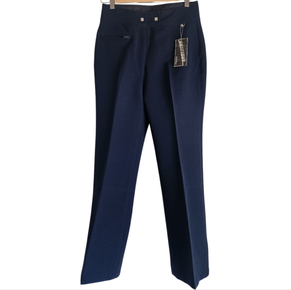 NWT Vtg Skitique Women's Navy Blue Ski Snow Stretch Wool Mix Pants‎ Size 2 R